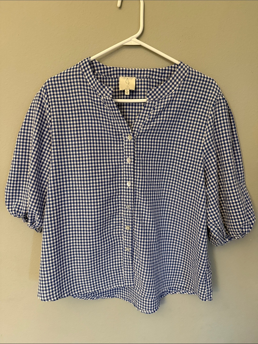 Joie Blue & White Gingham Button-Front Top